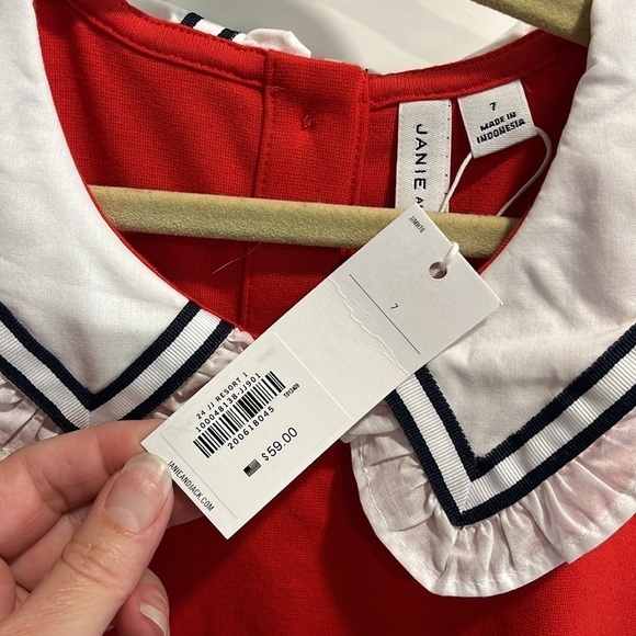 NWT Janie and Jack Girls Sailor Collar Ponte Dress Moto Red - Picture 8 of 8